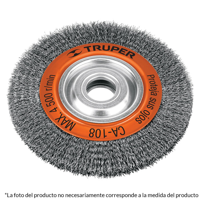 Carda-alambre-ondulado-8"-x-3/4"-para-esmeril,-Truper
