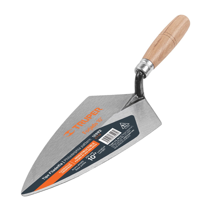 Cuchara-para-albañil-10"-forjada-tipo-Filadelfia,-Truper