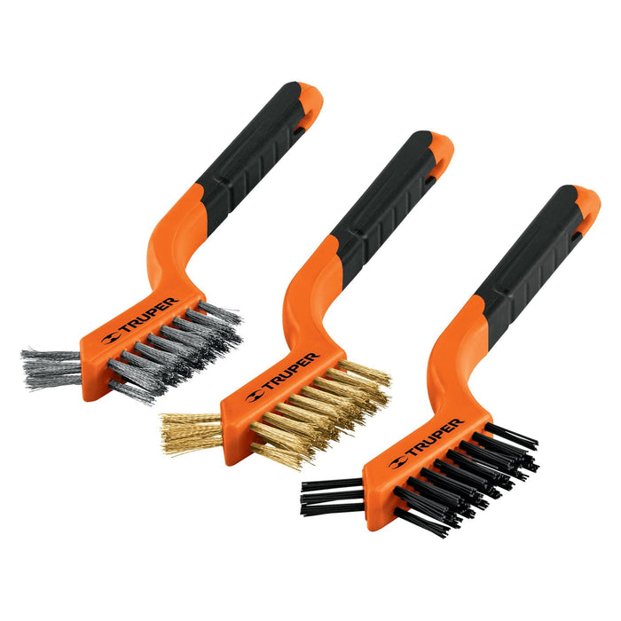 Juego-de-3-mini-cepillos-de-alambre-28-pinceles,-Truper