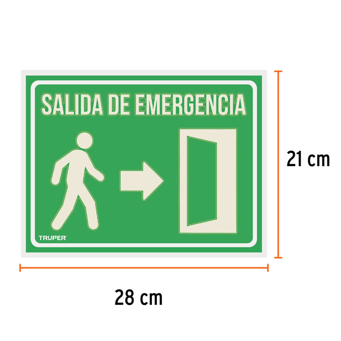 Letrero de señalización "SALIDA DE EMERGENCIA", 21 x 28 cm