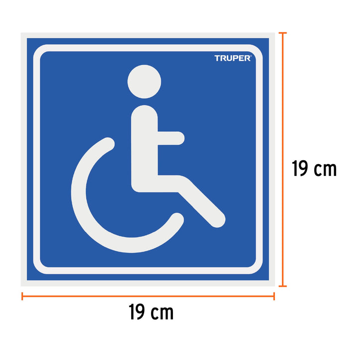 Letrero "Exclusivo personas con discapacidad",19x19cm