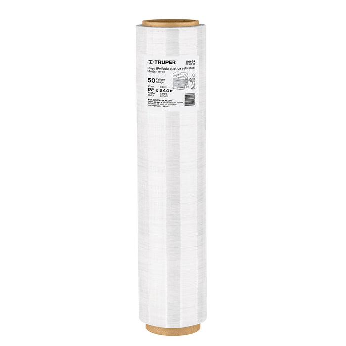 Rollo de 800 ft película plástica estirable ancho 18" cal 50