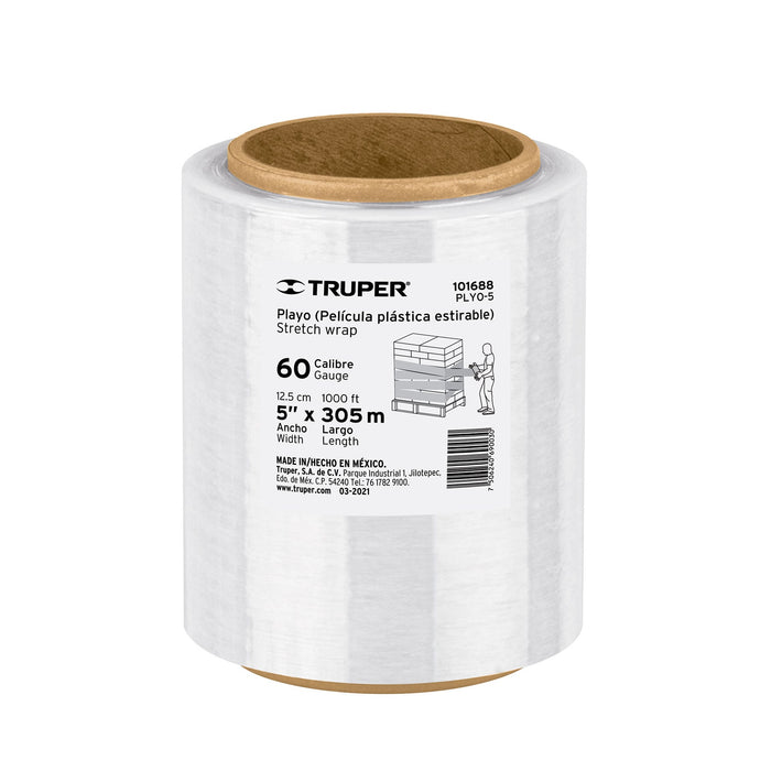 Rollo de 1000 ft película plástica estirable ancho 5" cal 60