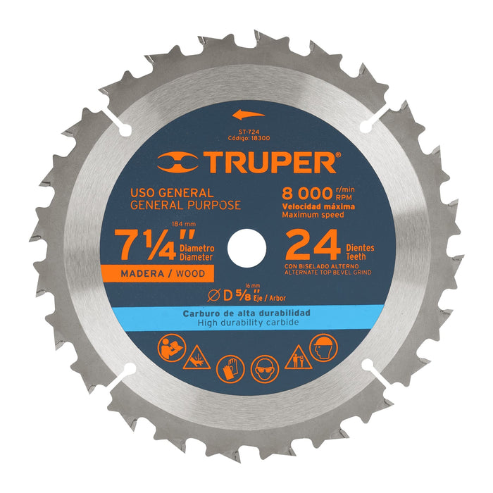 Disco-sierra-7--1/4"-para-madera,-24-dientes-centro-5/8"