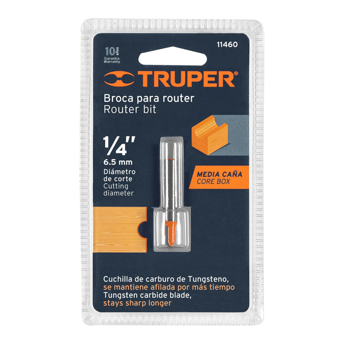 Broca para router, media caña, 1/4"