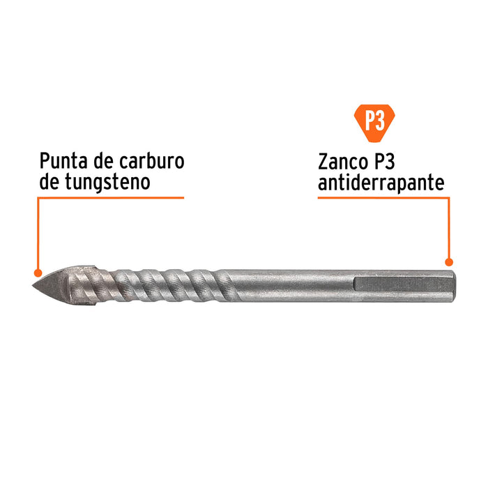 Broca para vidrio y azulejo 3/8"