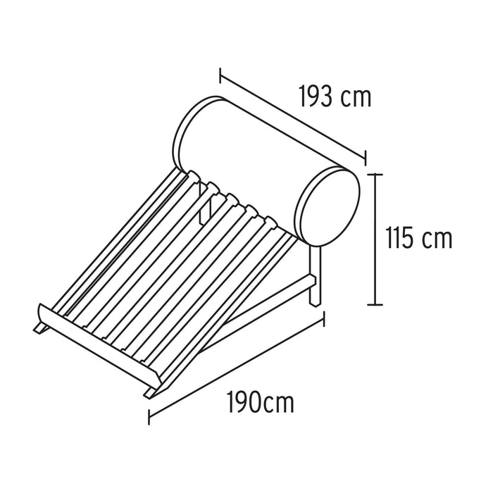 Calentador solar de agua de 20 tubos 240 L, 7 personas