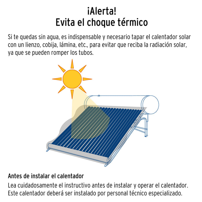 Calentador solar de agua de 20 tubos 240 L, 7 personas