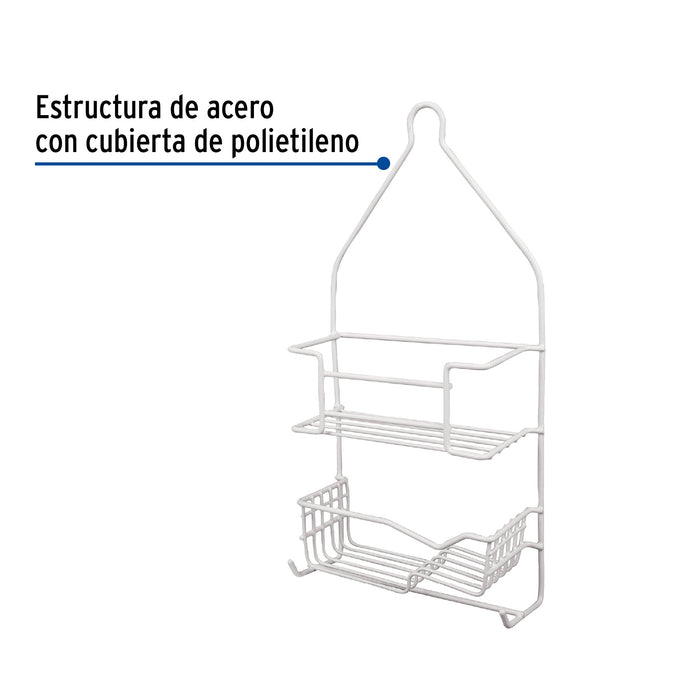 Organizador para regadera con cubierta plástica