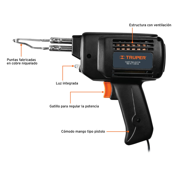 Cautín-230-W-tipo-pistola-con-2-temperaturas,-Truper