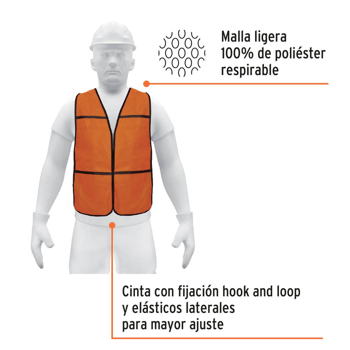 Chaleco-de-seguridad,-uso-de-día,-naranja