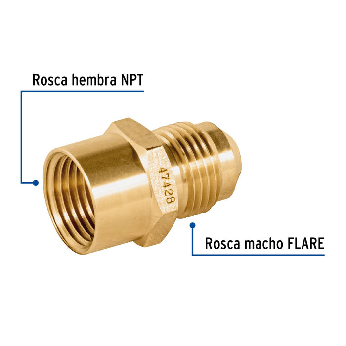 Niple campana de latón de 3/8" X 3/8"