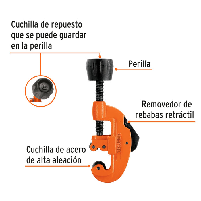 Cortador tubo de cobre 1/8" a 11/8" cuchilla 3/4"