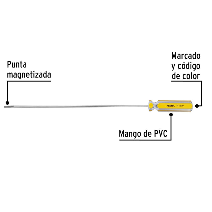 Desarmador cabinet 1/8 x 8" mango de PVC