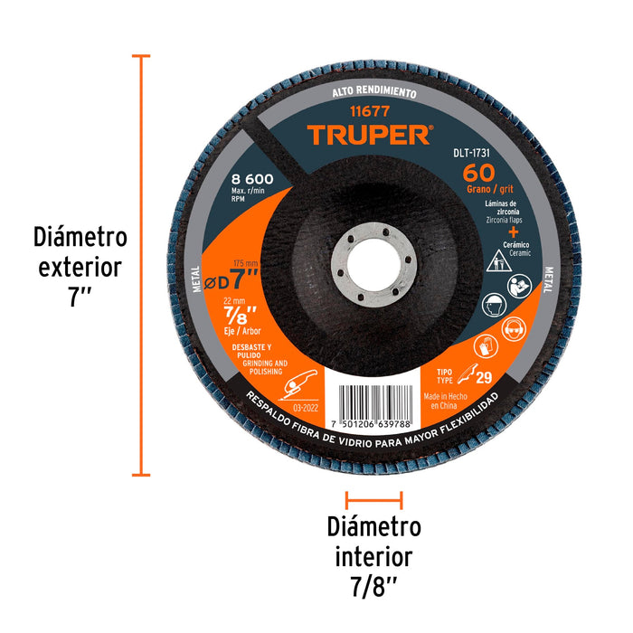 Caja con 5 Discos Laminados tipo29 7" x 7/8" 60
