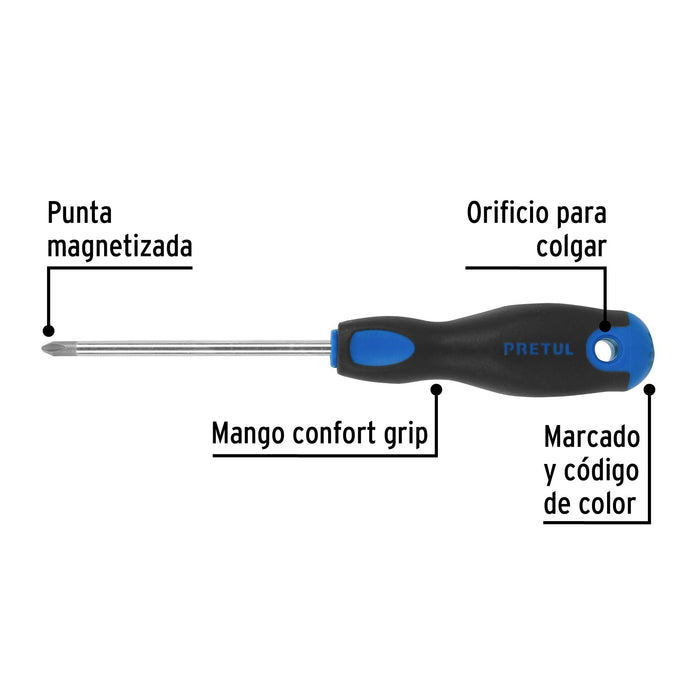 Desarmador de cruz 1/4" x 4" mango Comfort Grip