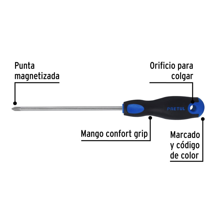 Desarmador de cruz 1/4" x 6" mango Comfort Grip