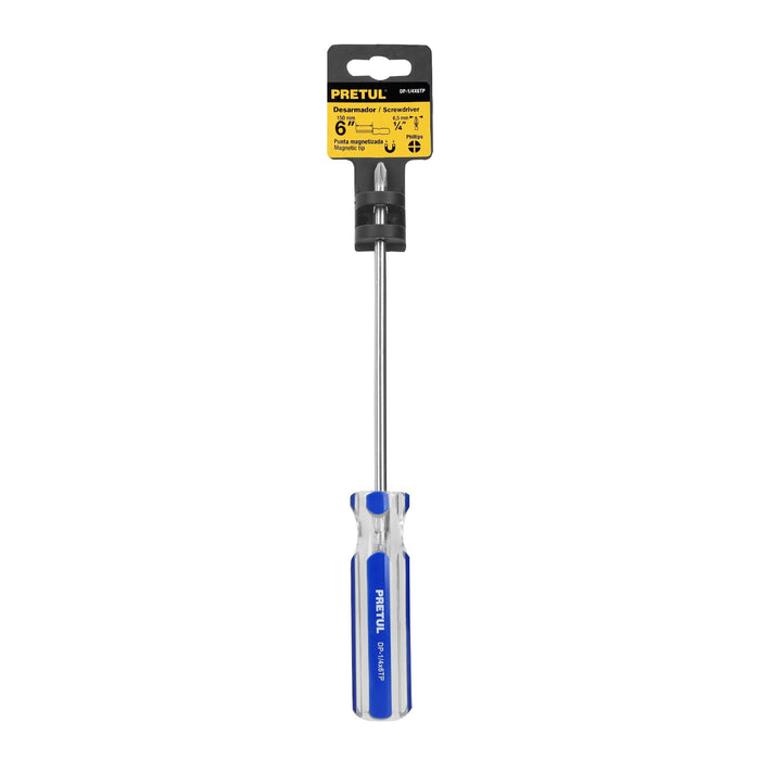 Desarmador de cruz 1/4 x 6" mango de PVC