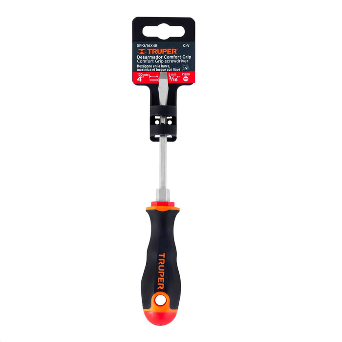 Desarmador plano 3/16" x 4" mango Comfort Grip