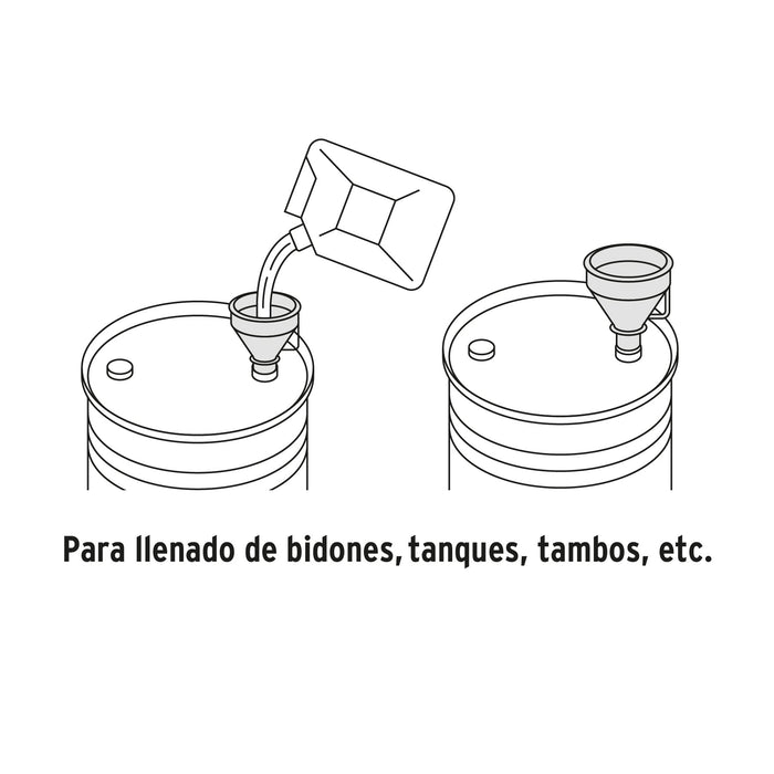 Embudo plástico 500 ml, cuello flexible con filtro