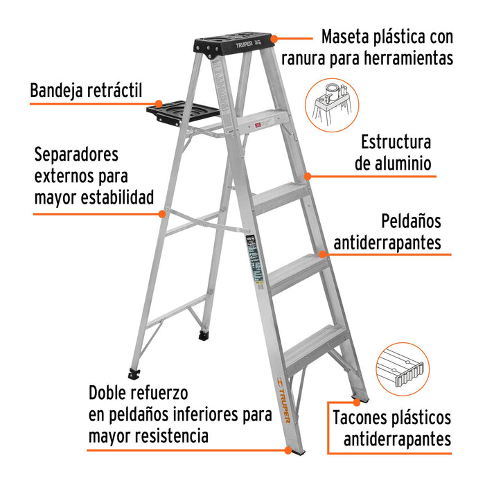 Escalera de tijera tipo III 6 escalones y bandeja