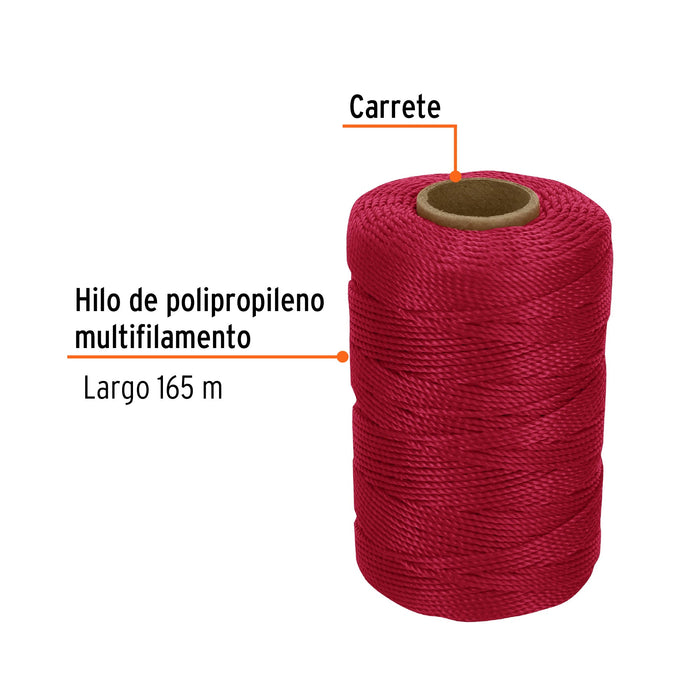 Bolsa con 6 Carrete con 165 m de hilo para albañil rojo