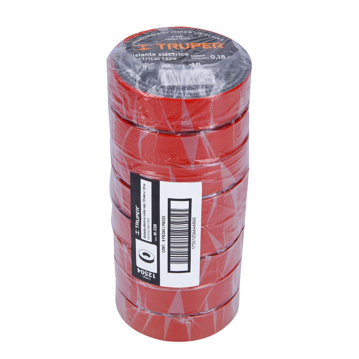 Bolsa con 8 Cinta de aislar de 60 ft x 3/4", roja