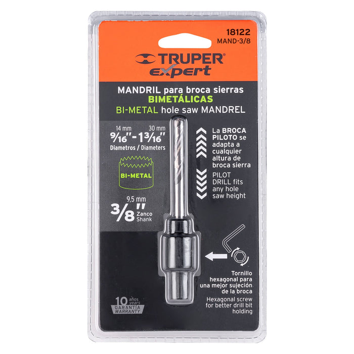 Mandril zanco 3/8" para brocasierras bimetálicas