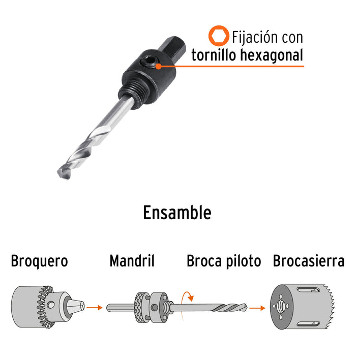 Mandril zanco 3/8" para brocasierras bimetálicas