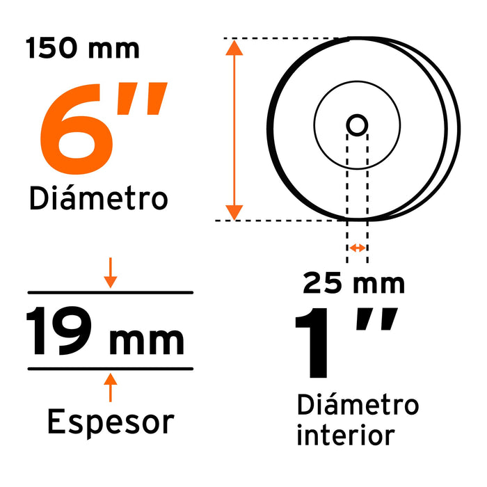 Piedra para esmeril 6 x 3/4" óxido de aluminio, grano 60