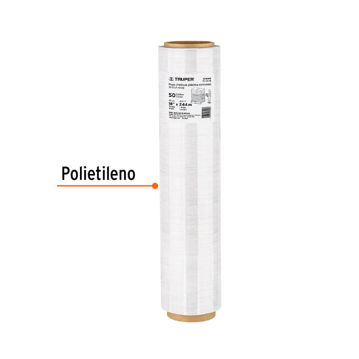 Rollo de 800 ft película plástica estirable ancho 18" cal 50
