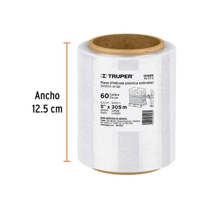 Rollo de 1000 ft película plástica estirable ancho 5" cal 60