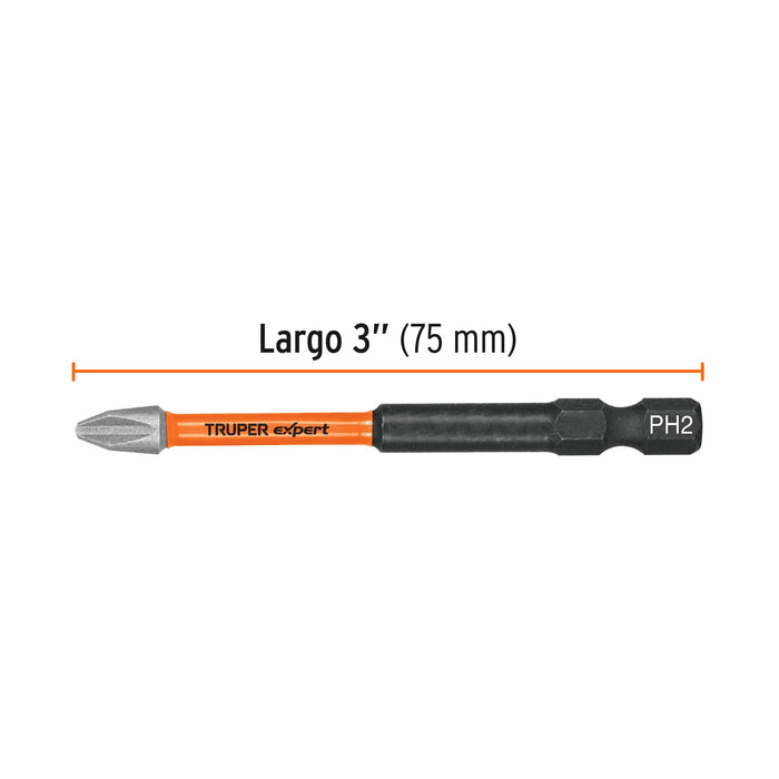 Estuche con 5 puntas de cruz PH2 de impacto largo 3"