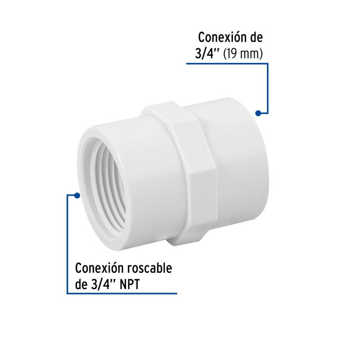 Bolsa con 10 Adaptador hembra de PVC 3/4"