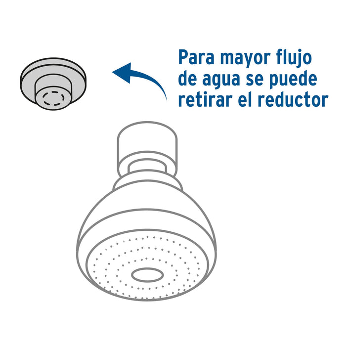 Regadera-redonda-de-ABS-2-1/2"-gris-cromo-sin-brazo,-Foset