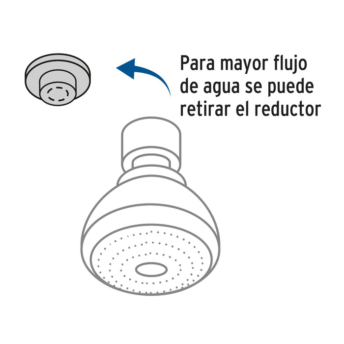 Regadera-redonda-de-ABS-2-1/2"-gris-cromo-sin-brazo,-Foset