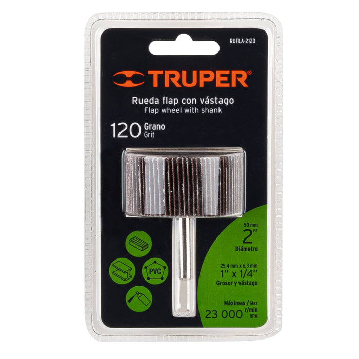 Rueda-flap-de-2",-grano-120,-Truper