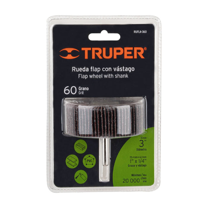 Rueda-flap-de-3",-grano-60,-Truper