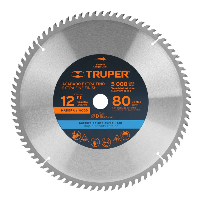 Disco-sierra-12"-para-madera,-80-dientes-centro-1",-Truper