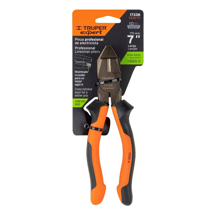 Pinza-para-electricista-7"-cabeza-cuadrada-Comfort-Grip