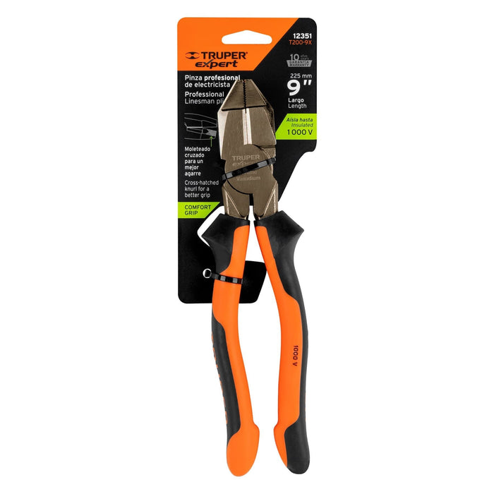 Pinza-para-electricista-9"-cabeza-cuadrada-Comfort-Grip