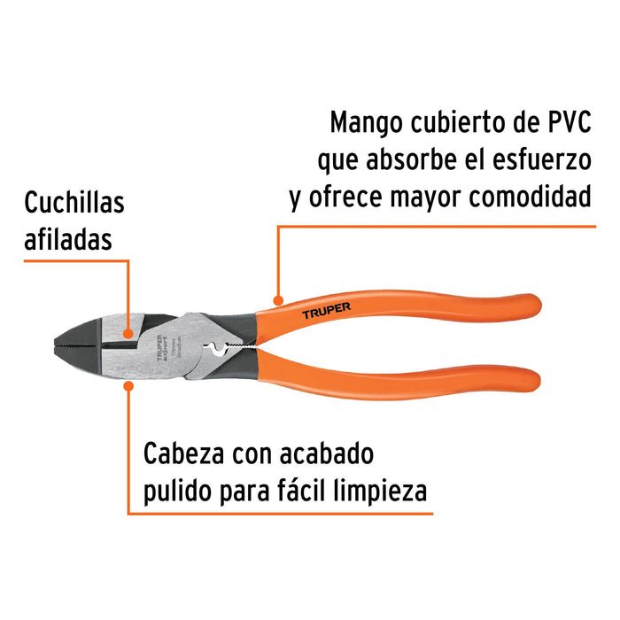 Pinza para electricista 9" c/ponchador de terminales