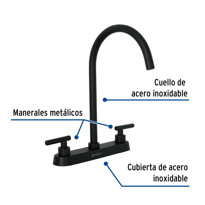 Mezcladora-para-fregadero,manerales-palanca,negro-mate,Tubig